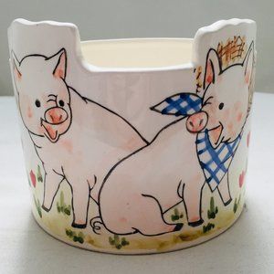 Flower Pot 2 Smiling Pigs Planter